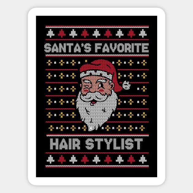 Santa's Favorite Hair Stylist // Funny Ugly Christmas Sweater // Hairdresser Holiday Xmas Sticker by Now Boarding